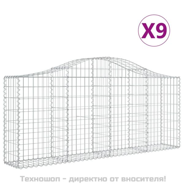 Габионни кошници арка 9 бр 200x30x80/100 см поцинковано желязо