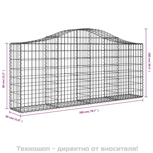 Габионни кошници арка 12 бр 200x30x80/100 см поцинковано желязо