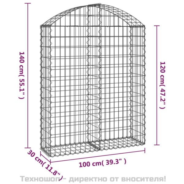 Дъговидна габионна кошница 100x30x120/140 см поцинковано желязо