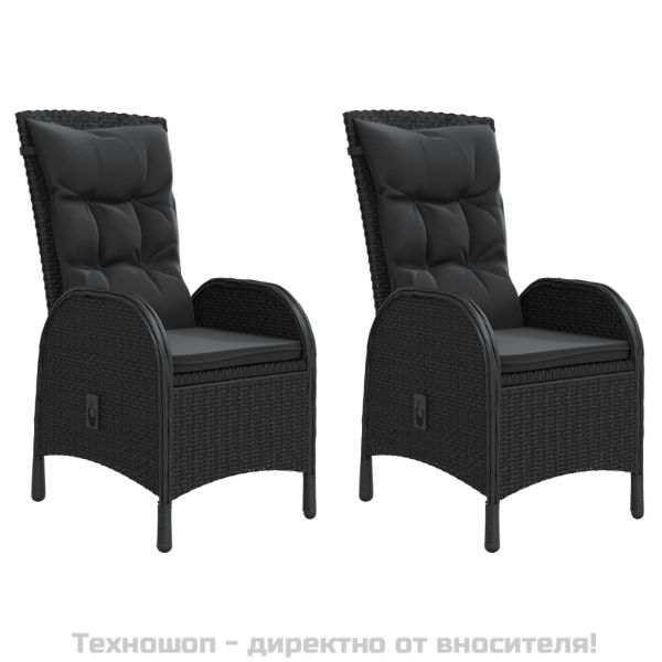 Външни столове, 2 бр, полиратан, черни