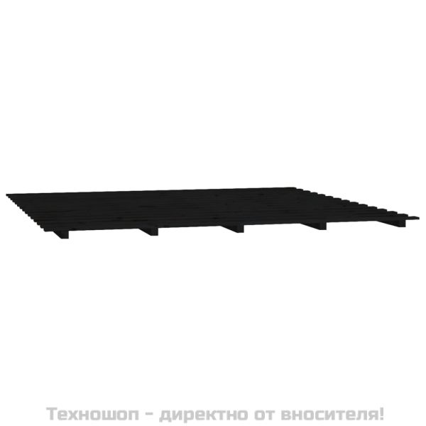 Рамка за легло, черна, 200x200 см, бор масив