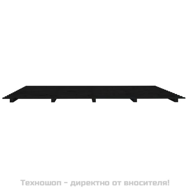 Рамка за легло, черна, 200x200 см, бор масив