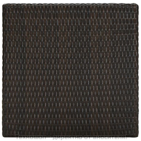 Градински бар комплект с подлакътници, 3 части, кафяв полиратан