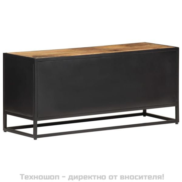 ТВ шкаф, 90x30x40 см, грубо мангово дърво масив и тръстика