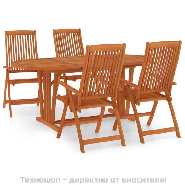 Градински трапезен комплект, 5 части, евкалиптово дърво масив