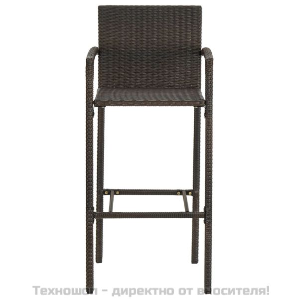 Градински бар комплект с подлакътници, 7 части, кафяв полиратан