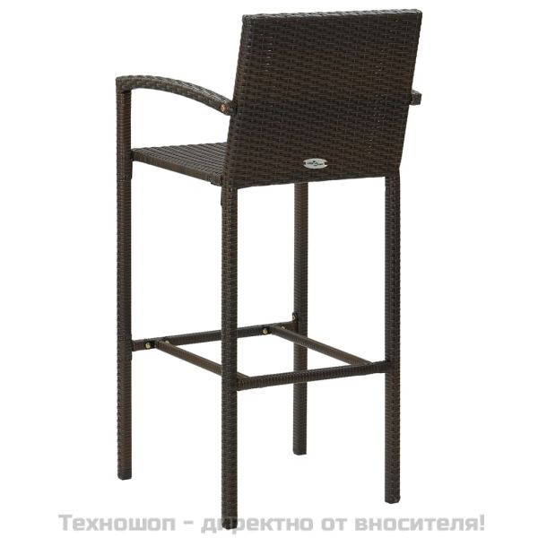 Градински бар комплект с подлакътници, 7 части, кафяв полиратан