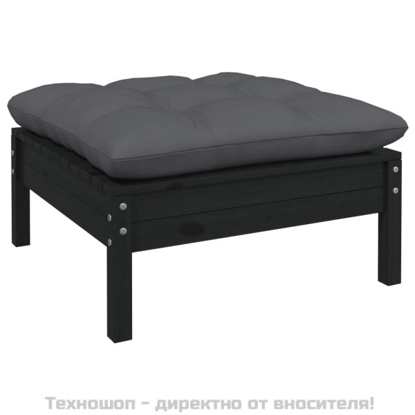 Градински лаундж комплект с възглавници антрацит, 5 части, бор