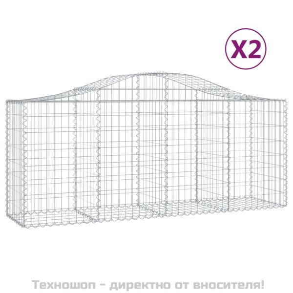 Габионни кошници арка 2 бр 200x50x80/100 см поцинковано желязо