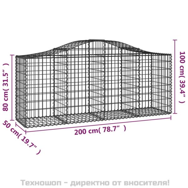 Габионни кошници арка 3 бр 200x50x80/100 см поцинковано желязо