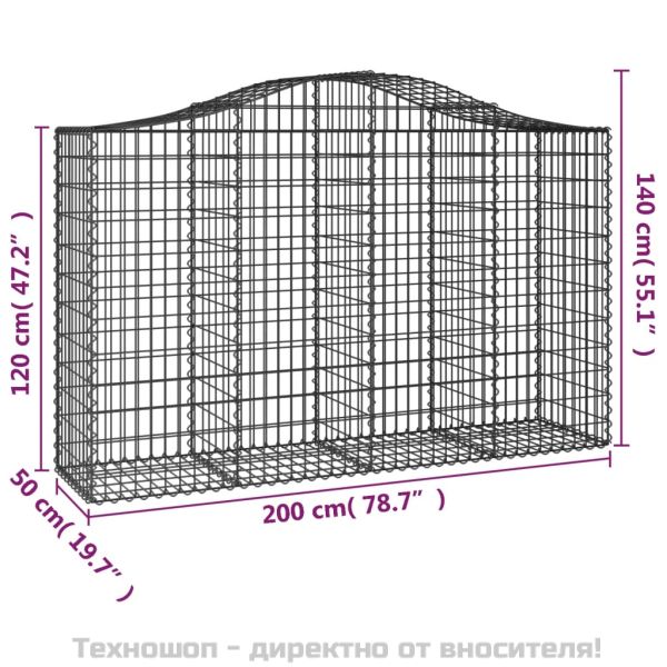 Габионни кошници арка 9 бр 200x50x120/140 см поцинковано желязо
