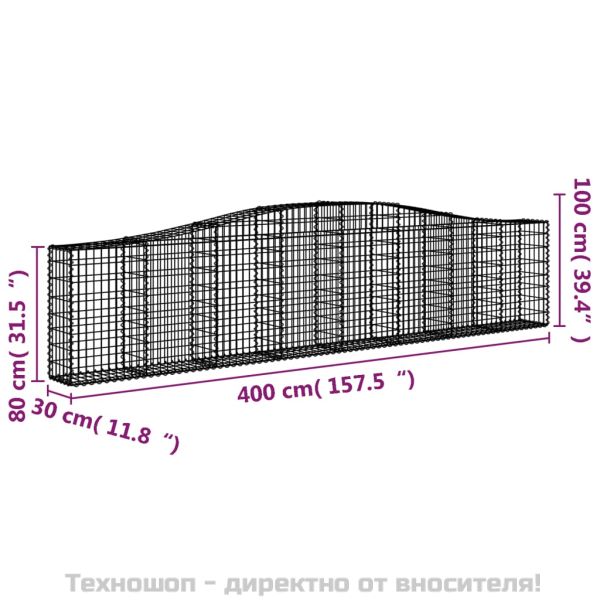 Габионни кошници арка 3 бр 400x30x80/100 см поцинковано желязо