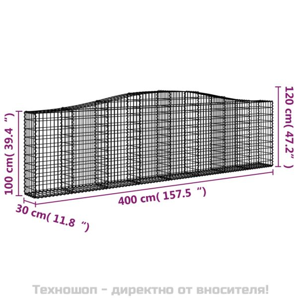Габионни кошници арка 7 бр 400x30x100/120 см поцинковано желязо