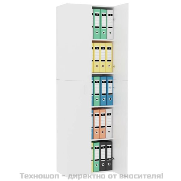 Офис шкаф, бял, 60x32x190 см, инженерно дърво