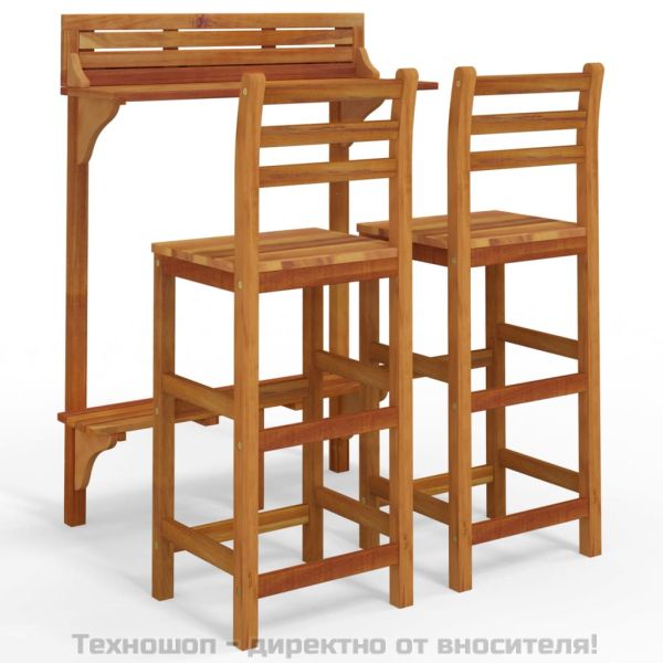 Балконски бар комплект от 3 части, акация масив