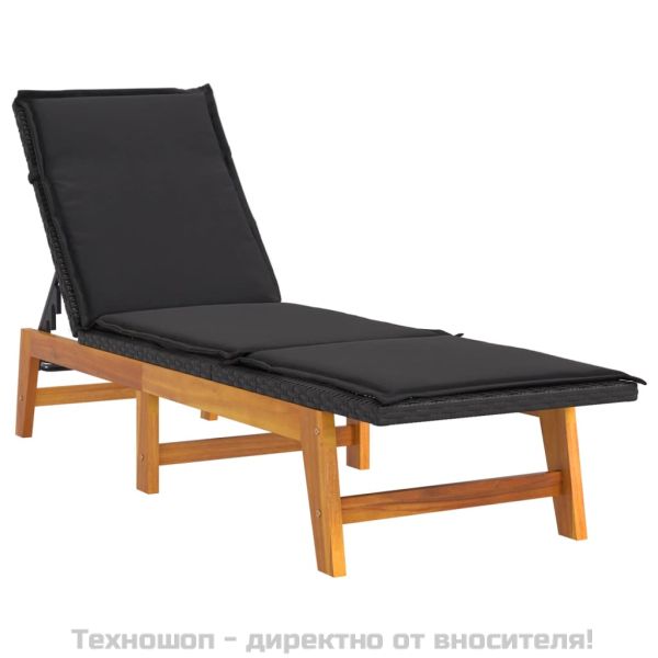 Шезлонги с шалте, полиратан и акациево дърво масив