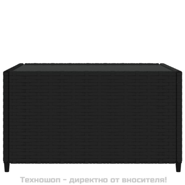 Квадратна градинска масичка за кафе черна 50x50x30 см полиратан