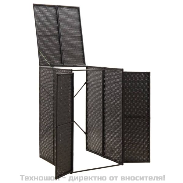 Единичен навес за кофа за смет, черен, 70x80x117 см, полиратан