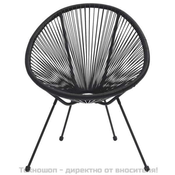 Градински столове луна, 2 бр, ратан, черни