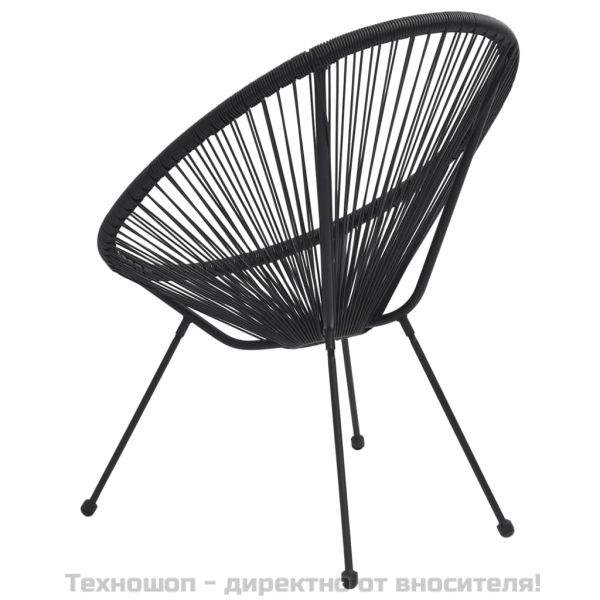 Градински столове луна, 2 бр, ратан, черни