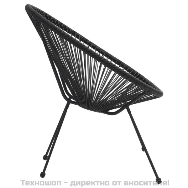 Градински столове луна, 2 бр, ратан, черни
