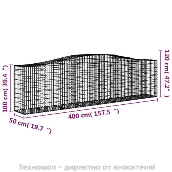 Габионни кошници арка 2 бр 400x50x100/120 см поцинковано желязо