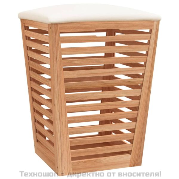 Табуретка за баня, 40,5x40,5x56 см, орехово дърво масив