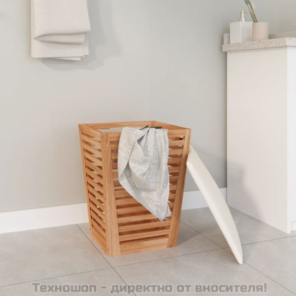 Табуретка за баня, 40,5x40,5x56 см, орехово дърво масив