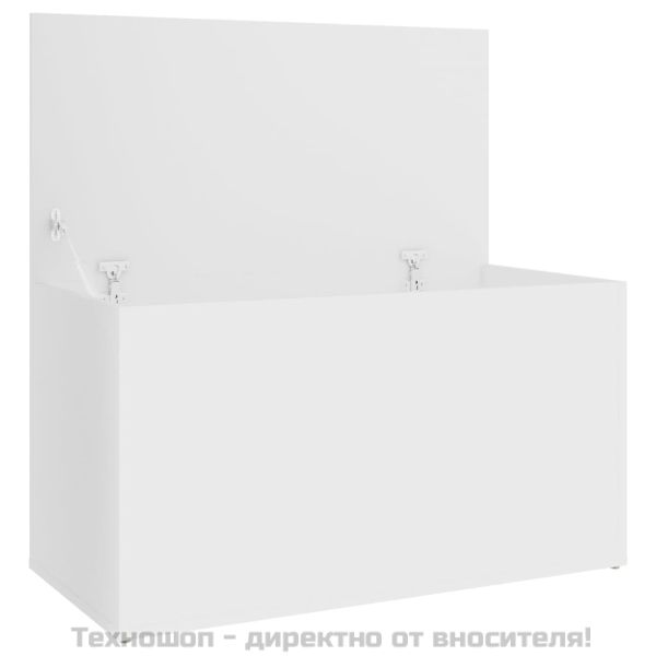 Сандък за съхранение, бял, 84x42x46 см, инженерна дървесина