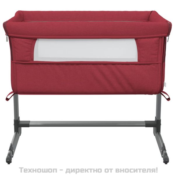 Бебешко легло с матрак, червено, ленен плат
