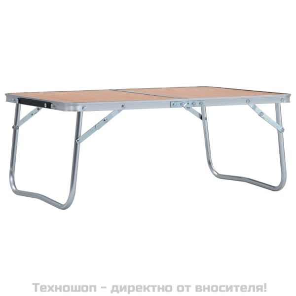 Сгъваема къмпинг маса, кафява, алуминий, 60x40 см