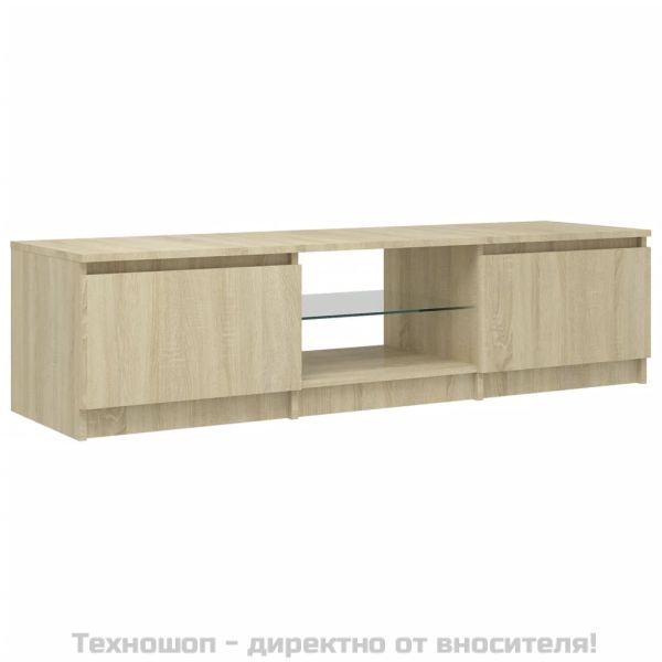 ТВ шкаф с LED осветление, дъб сонома, 140x40x36 см