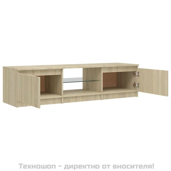 ТВ шкаф с LED осветление, дъб сонома, 140x40x36 см