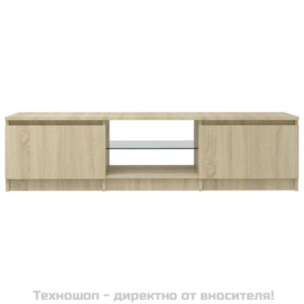 ТВ шкаф с LED осветление, дъб сонома, 140x40x36 см