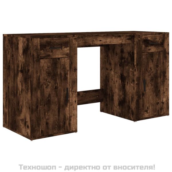 Бюро със страничен шкаф, опушен дъб, инженерно дърво