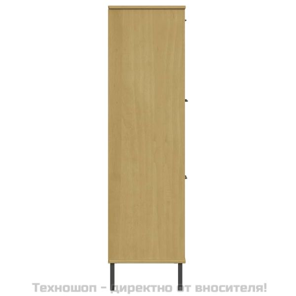 Библиотека метални крака кафява 90x35x128,5 см дърво масив OSLO