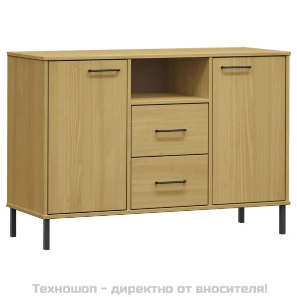 Бюфет с метални крака кафява 113x40x77 см масивно дърво OSLO