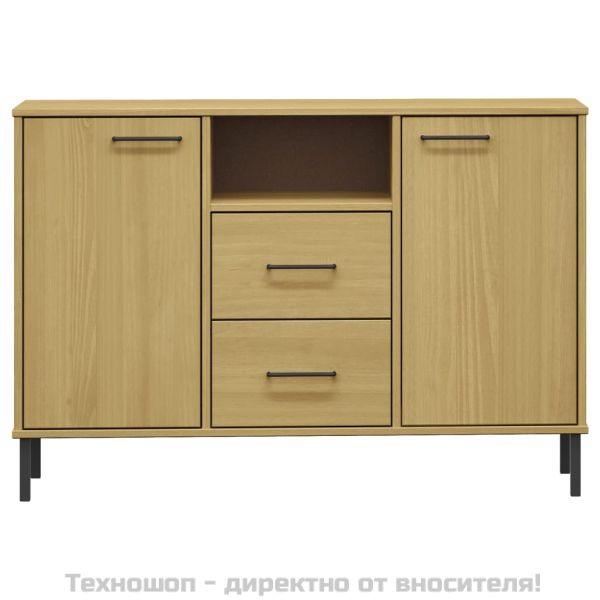 Бюфет с метални крака кафява 113x40x77 см масивно дърво OSLO
