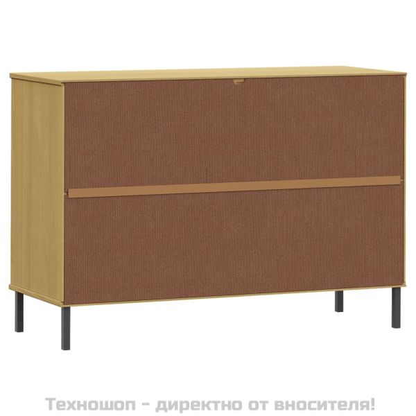 Бюфет с метални крака кафява 113x40x77 см масивно дърво OSLO