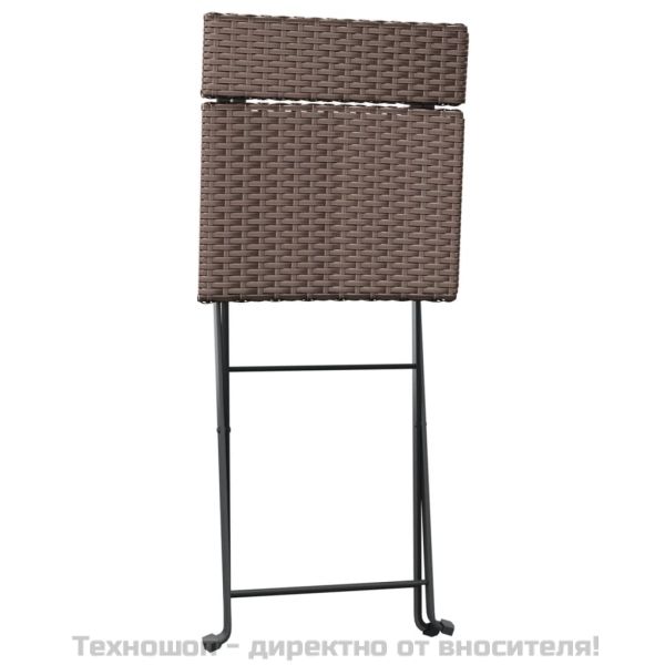 Сгъваеми бистро столове, 2 бр, кафяви, полиратан и стомана