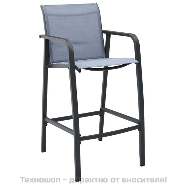 Градински бар столове, 4 бр, сиви, textilene