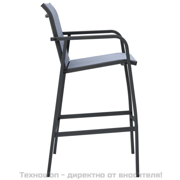 Градински бар столове, 4 бр, сиви, textilene