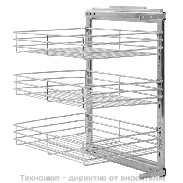 Издърпваща се кошница за кухня 3 нива сребриста 47x35x56 см