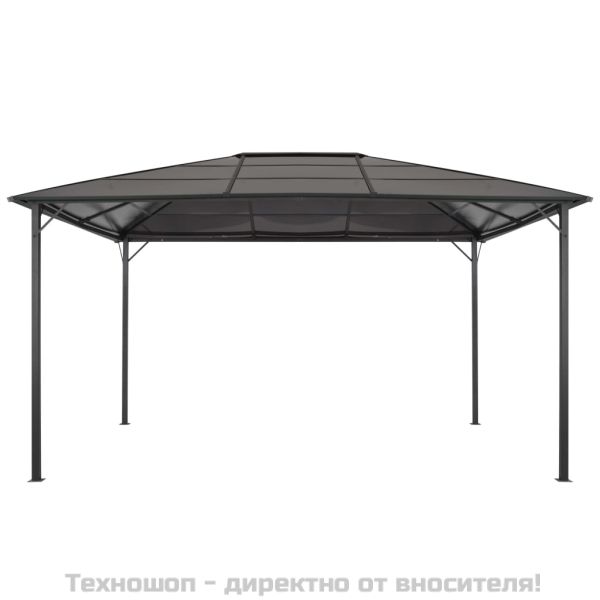 Шатра с покрив, алуминий, 4x3x2,6 м, черна