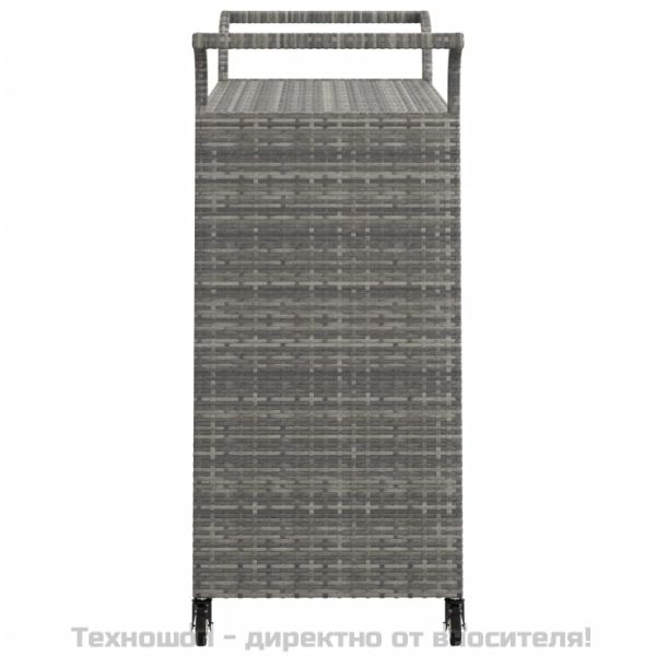 Бар количка с чекмедже, сива, 100x45x97 см, полиратан