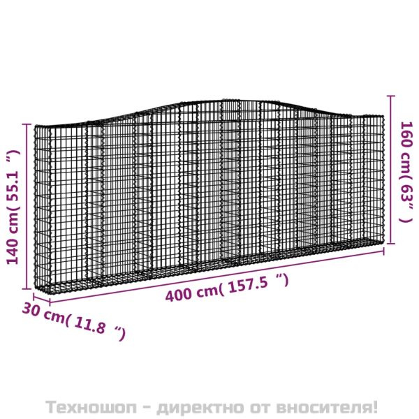 Габионни кошници арка 6 бр 400x30x140/160 см поцинковано желязо