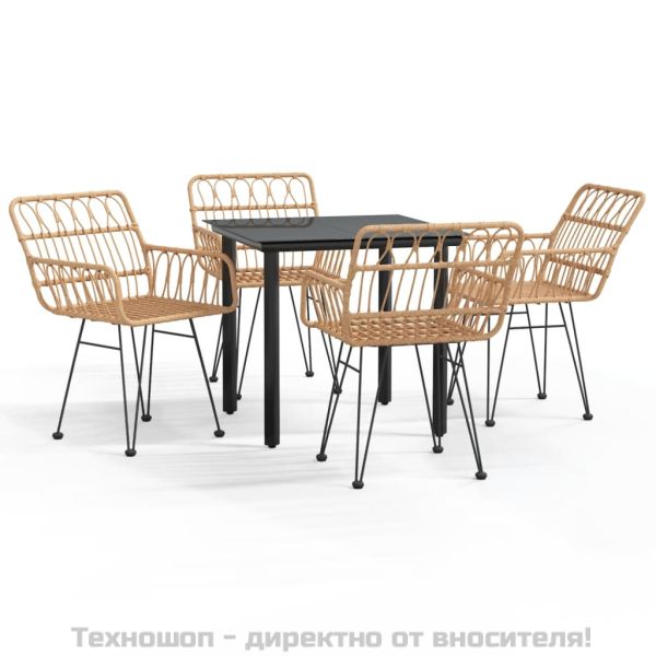 Градински трапезен комплект от 5 части, полиратан