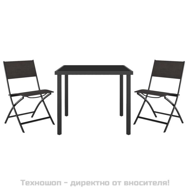 Градински трапезен комплект, 3 части, стомана