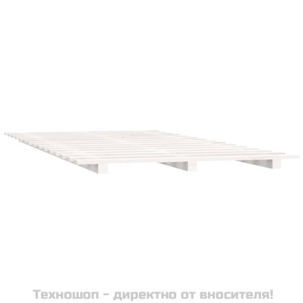 Рамка за легло, бяла, бор масив, 135x190 см