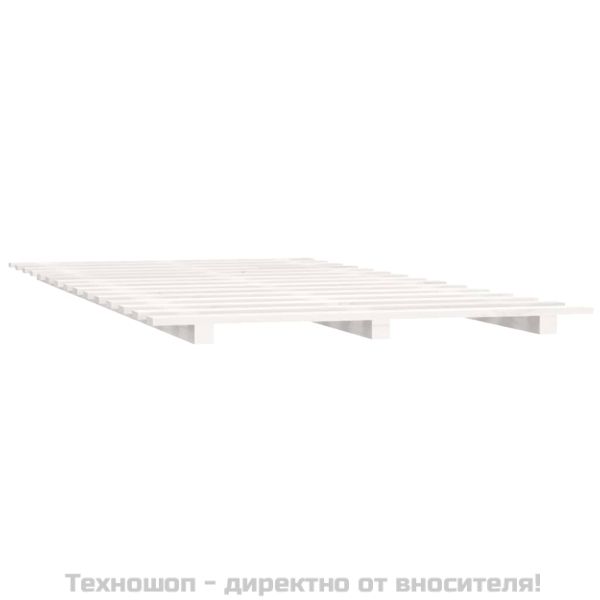 Рамка за легло, бяла, бор масив, 150x200 cм